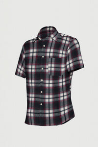 Oil Black with White and Red Flannel Plaid Cotton Shirt