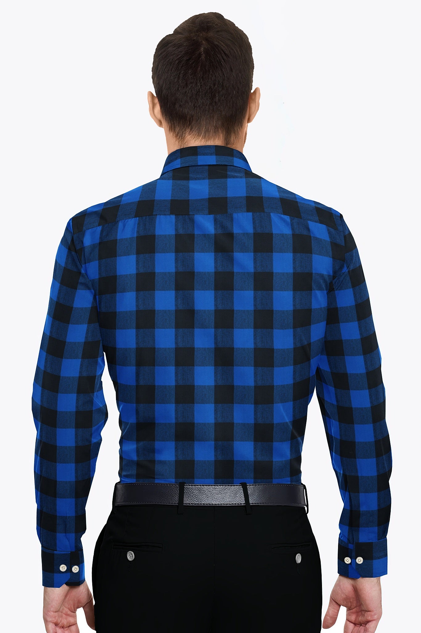 Endeavour Blue with Jade Black Buffalo Checked Flannel Shirt