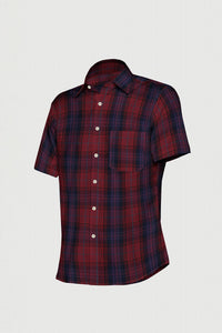 Carmine Red with Purple and Black Plaid Light Organic Cotton Flannel Shirt
