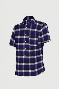 Grape Purple and White Checks Organic Cotton Flannel Shirt
