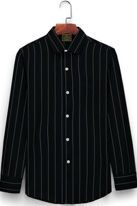 Jet Black and Neon Gray Wide Pinstripes  Cotton Shirt