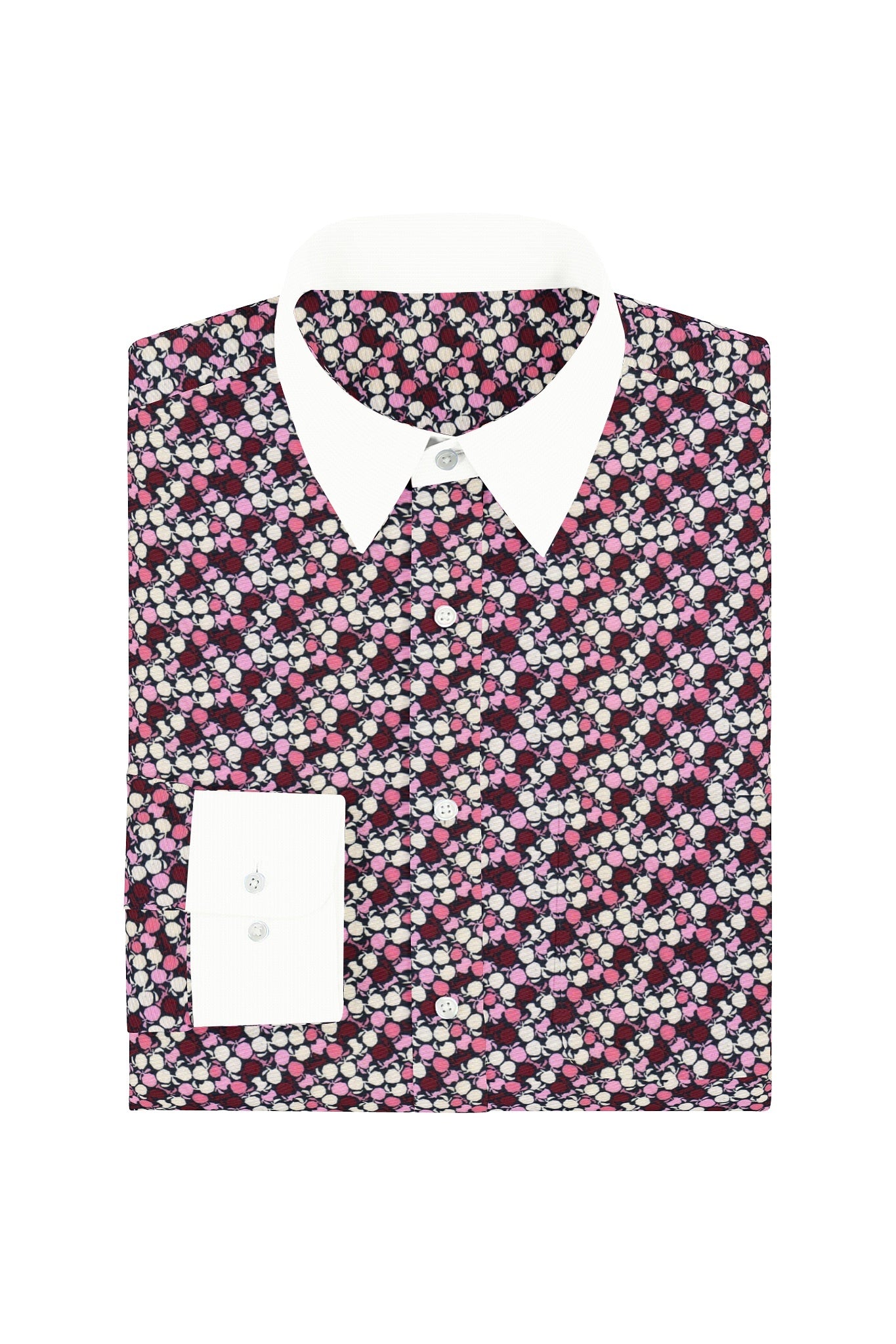 Wine Red and Flamingo Pink Fruit Printed Designer Cotton Shirt