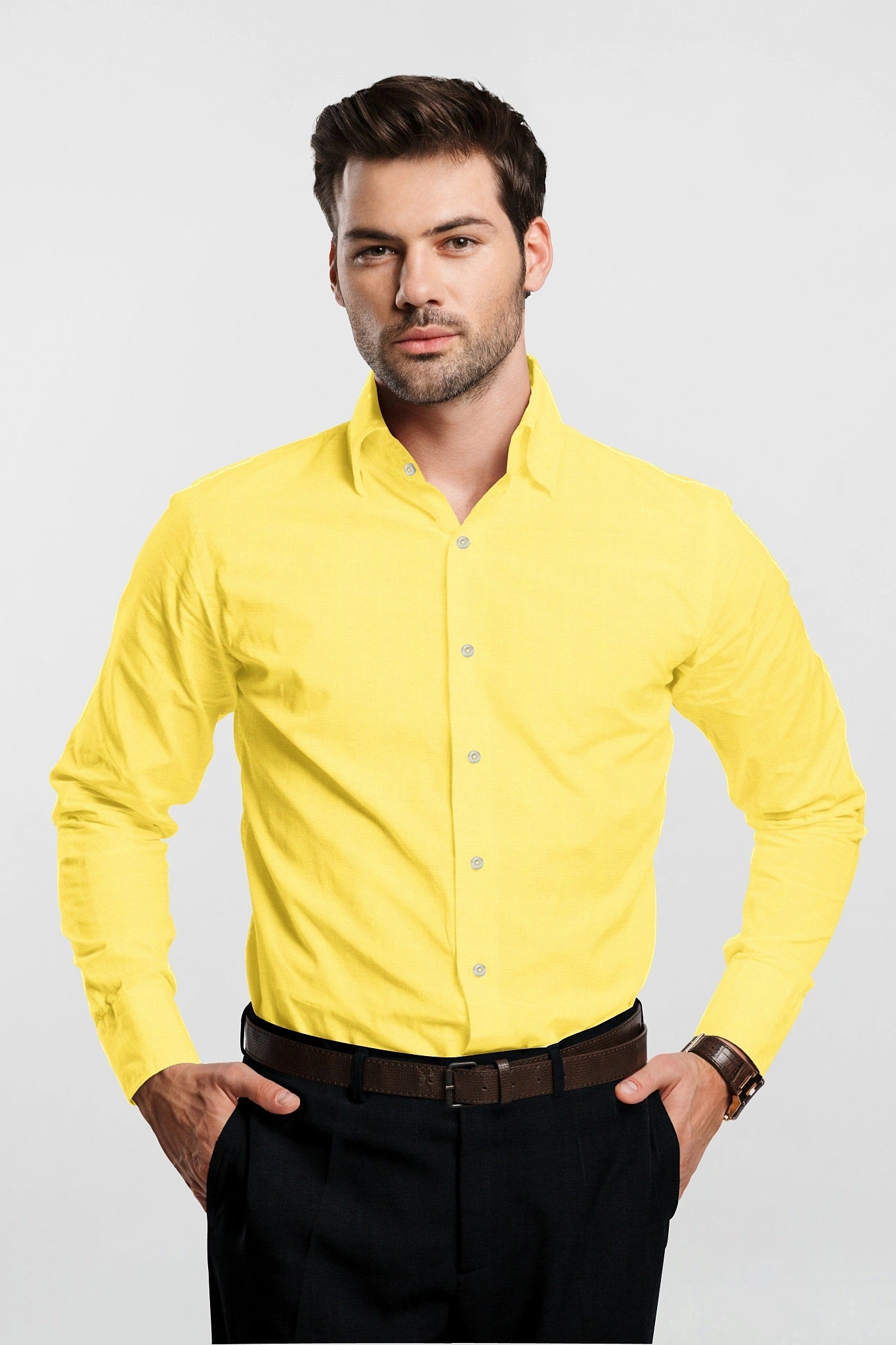 Lemon Yellow Luxurious Linen Shirt