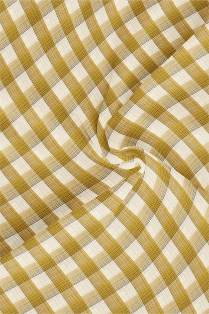 White with Beige and Biscotti Checks Linen Shirt
