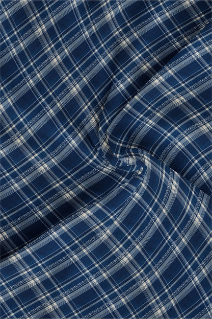 Astros Navy with Prussian Blue and White Checks Giza Cotton Shirt