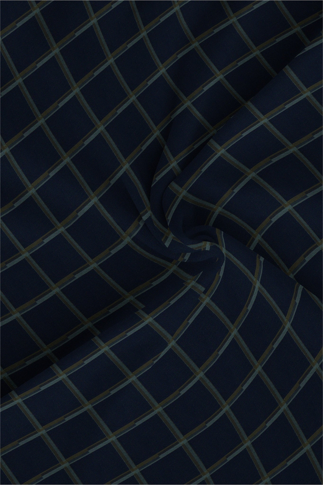 Midnight Blue and Saddle Brown Checks Giza Cotton Shirt