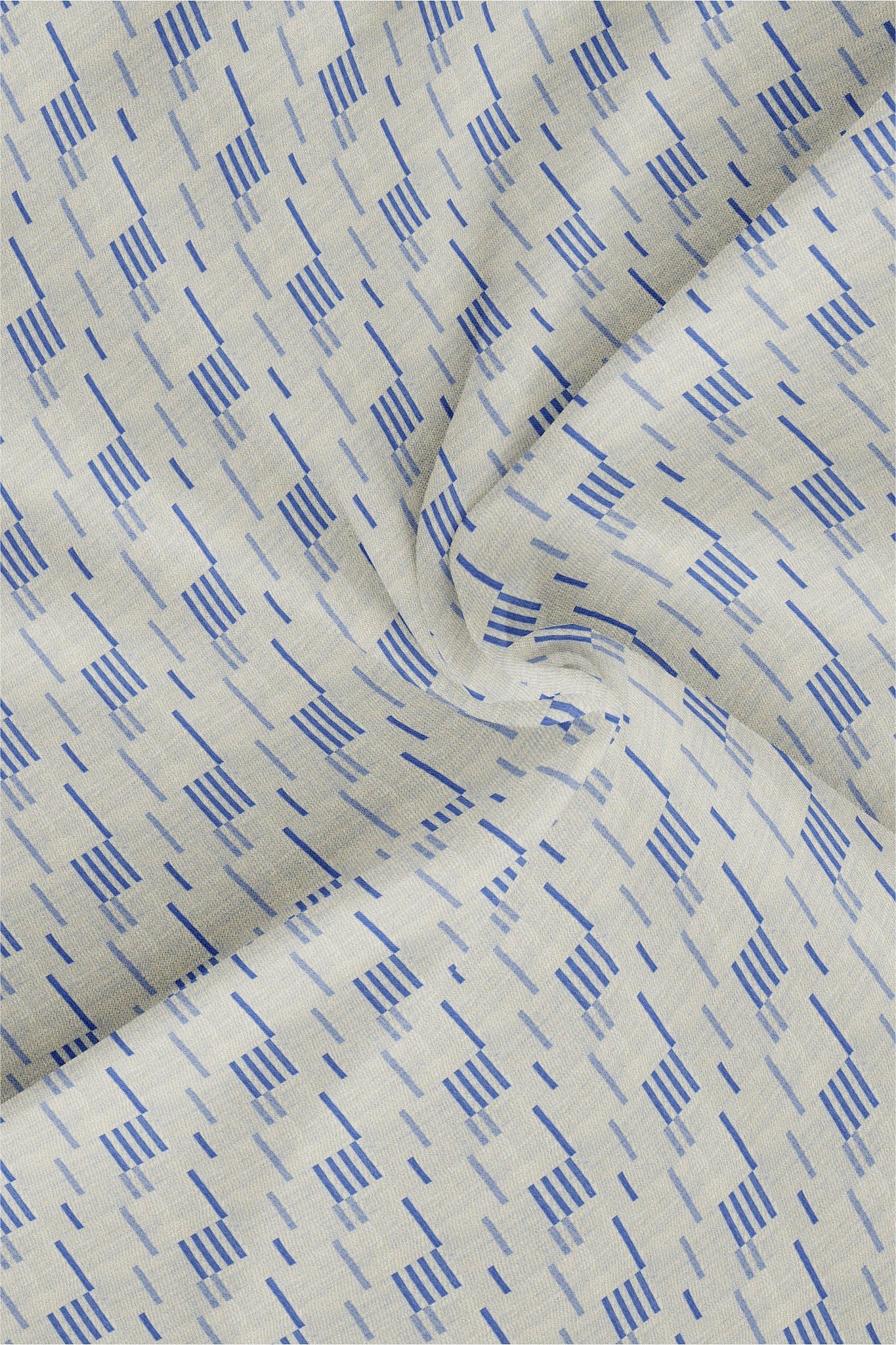 Ash Grey and Cobalt Blue Jacquard Morse Checks Cotton Shirt