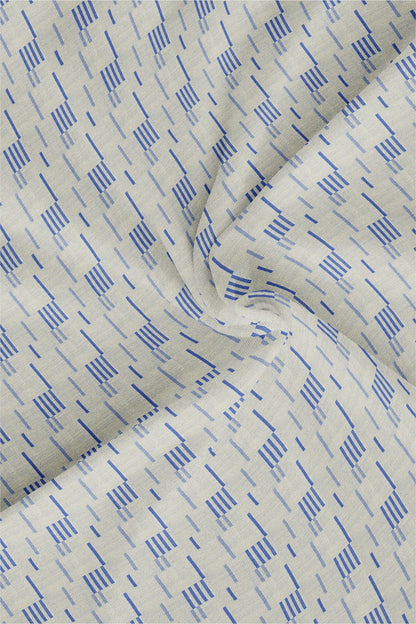 Ash Grey and Cobalt Blue Jacquard Morse Checks Cotton Shirt