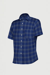 Delft Blue with Glaucous Blue and Beige Checks Premium Cotton Shirt
