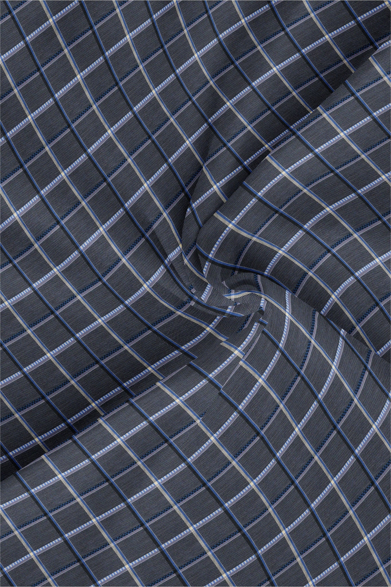 Thistle Purple and Jade Black with Cerulean Blue and Azure Blue Twill Checks Cotton Shirt