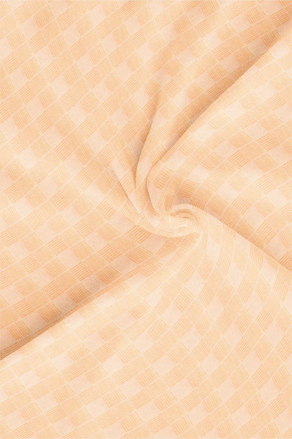 Coral Peach Jacquard Checks Premium Cotton Shirt