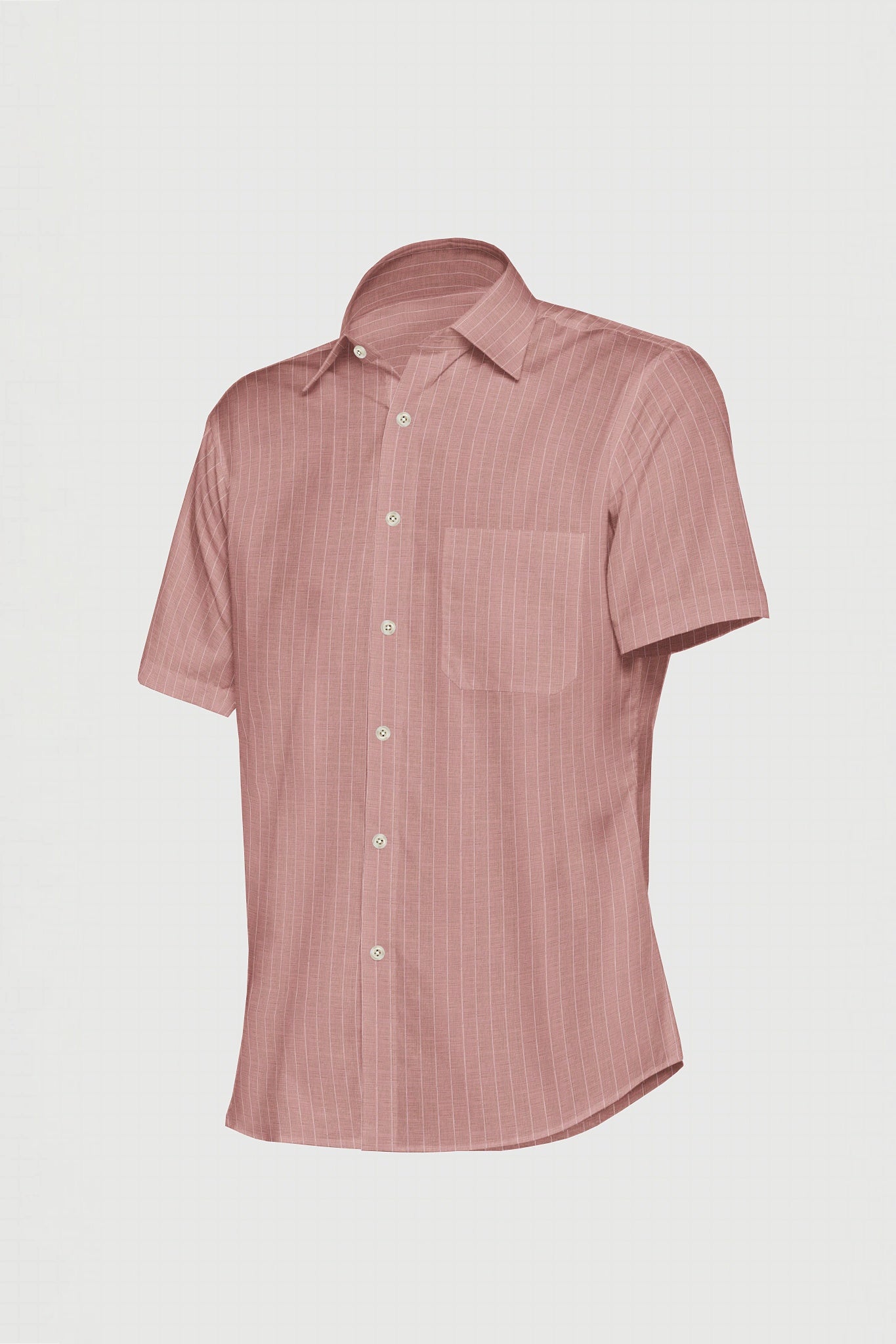 Blush Peach and White Pinstripes Linen Cotton Shirt