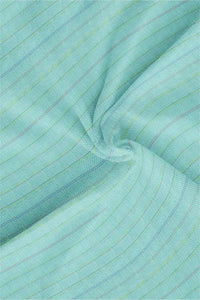 Turquoise Blue and White Multicolored Double Stripes Cotton Shirt