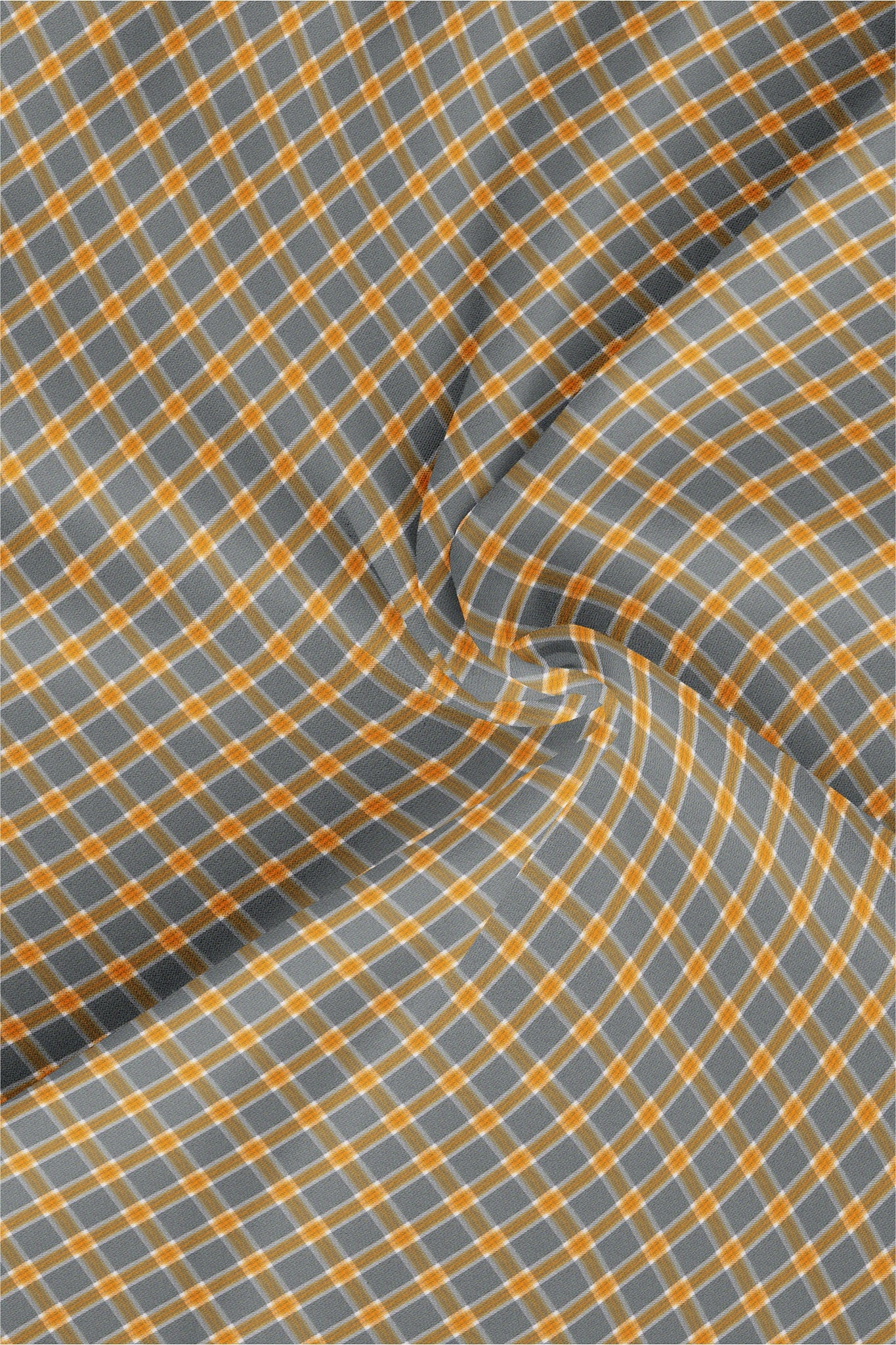 Oslo Gray and Tangerine Orange Gingham Checks Cotton Shirt
