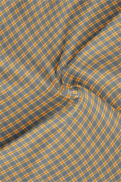 Oslo Gray and Tangerine Orange Gingham Checks Cotton Shirt