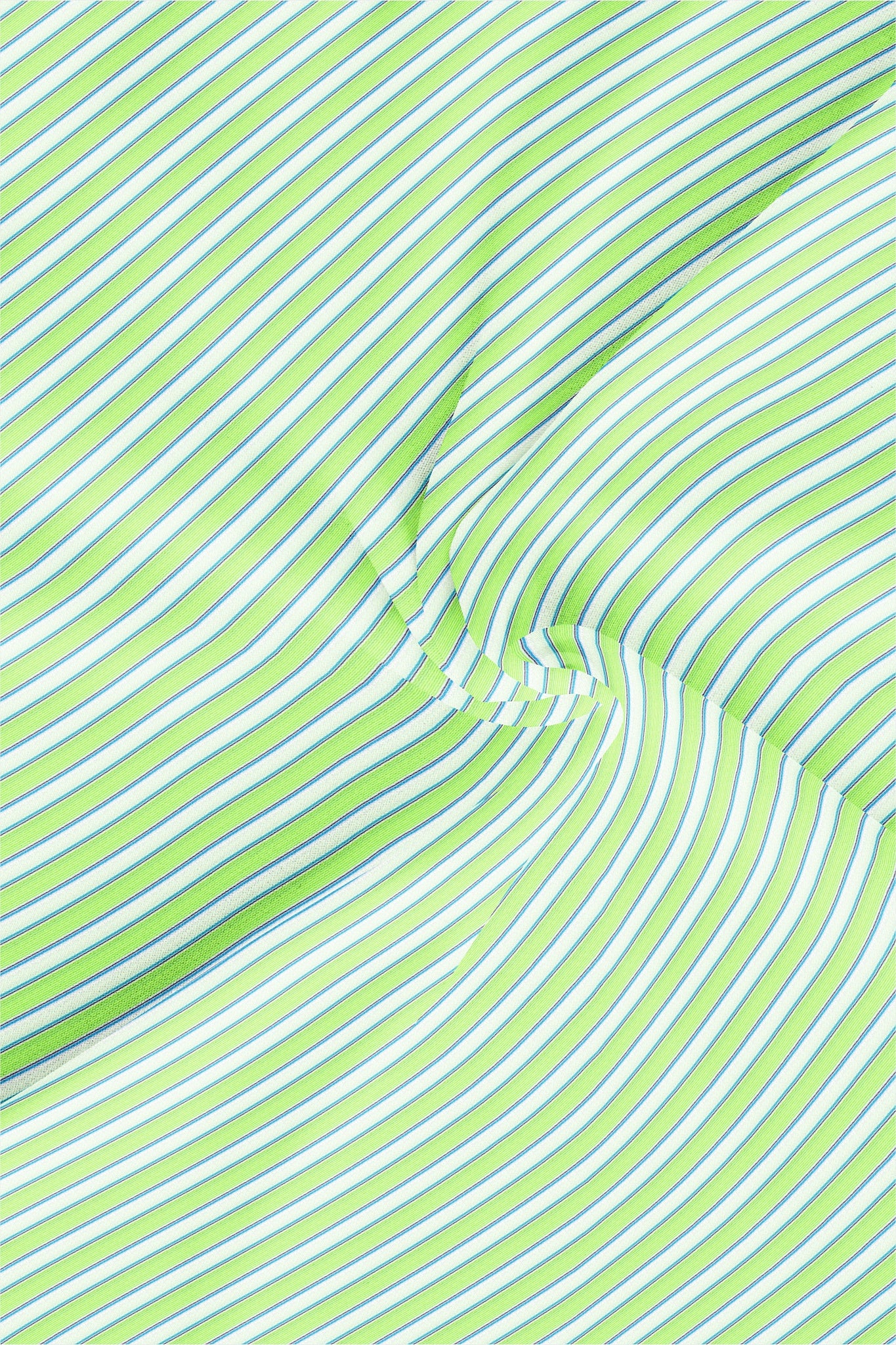 White with Lime Green and Sapphire Blue Regimental Stripes Cotton Shirt