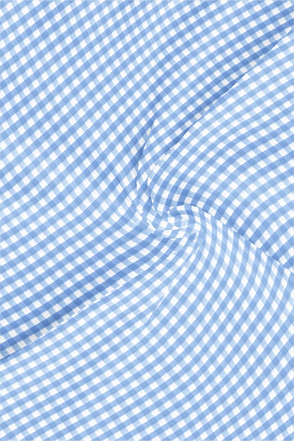 White and Carolina Blue Gingham Checks Cotton Shirt