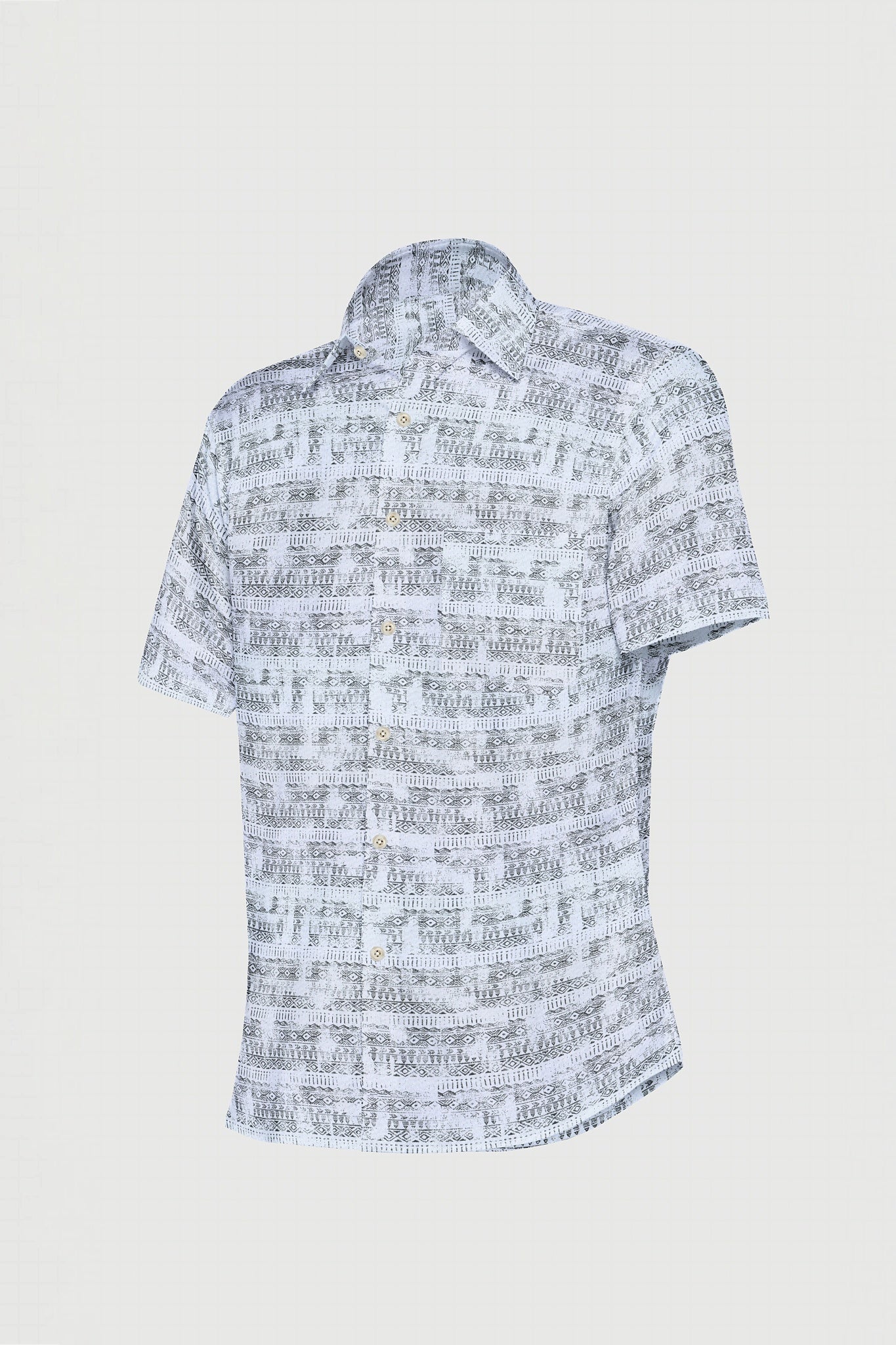 Dolphin Gray and Black Lace Pattern Printed Cotton Shirt