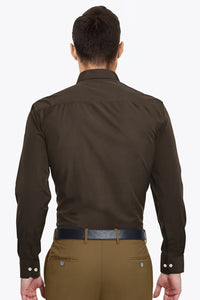Umber Brown Men's Giza Cotton Shirt