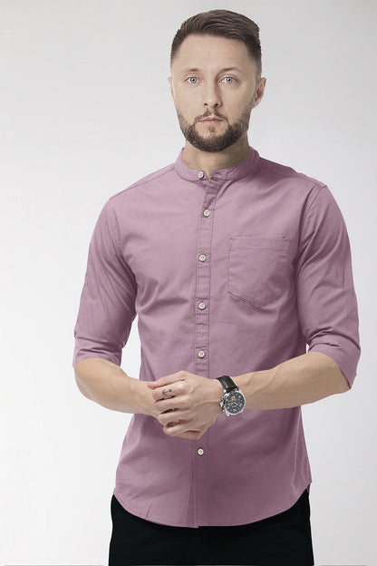 Millennial Pink Mandarin Collar Giza Cotton Shirt