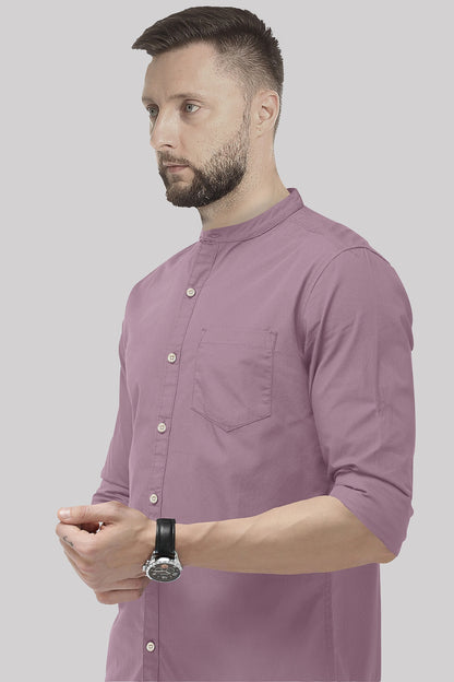 Millennial Pink Mandarin Collar Giza Cotton Shirt