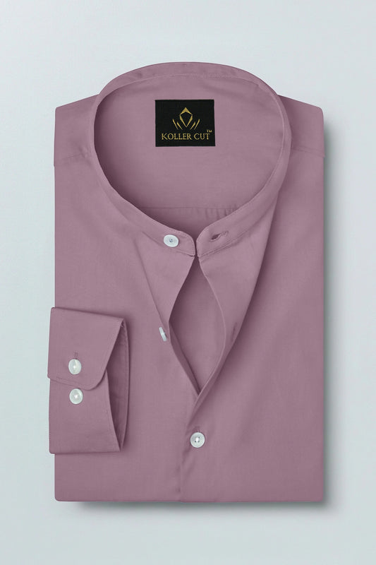 Millennial Pink Mandarin Collar Giza Cotton Shirt