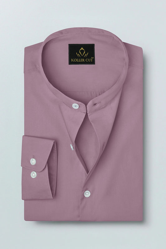 Millennial Pink Mandarin Collar Giza Cotton Shirt