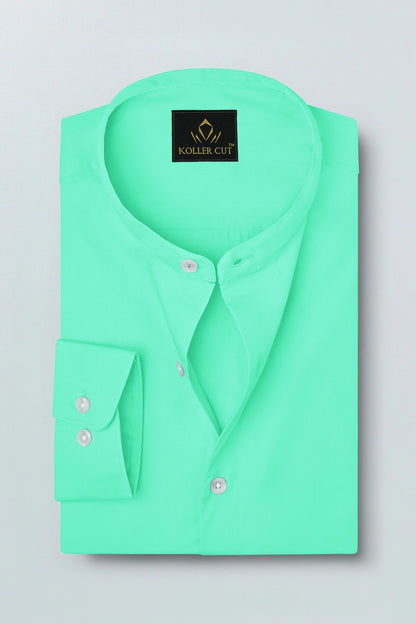 Celeste Blue Mandarin Collar Giza Cotton Shirt