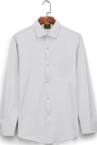 Fog Gray and White Pinstripes Giza Cotton Shirt