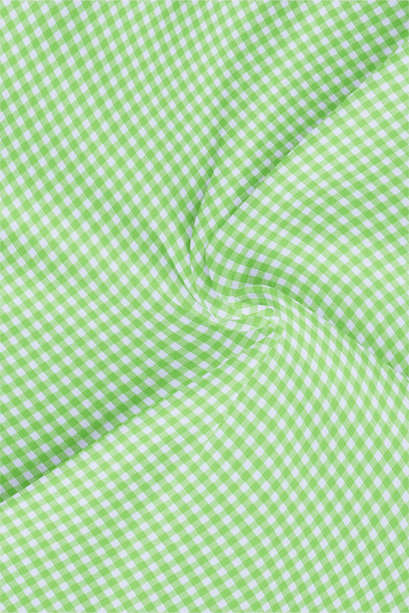 White with Lime Green Gingham Checks Cotton Shirt