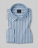 Prussian Blue and Columbia Blue Candy Stripes Cotton Shirt