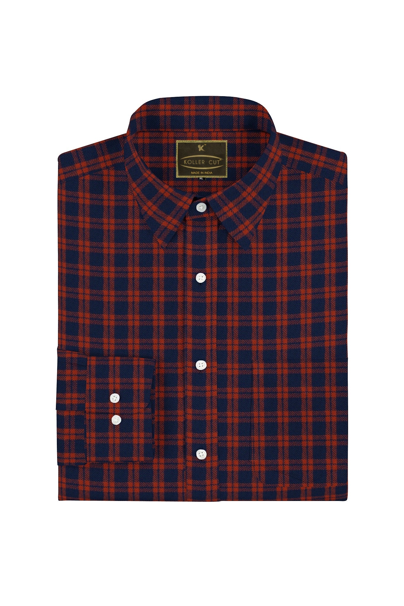 Navy With Maroon Gingham Men's Cotton shirt