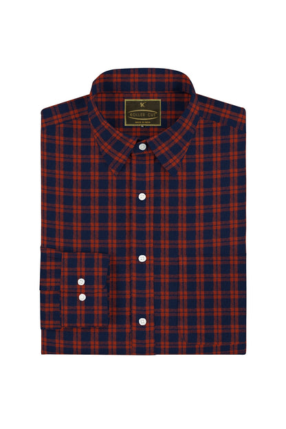 Navy With Maroon Gingham Men's Cotton shirt