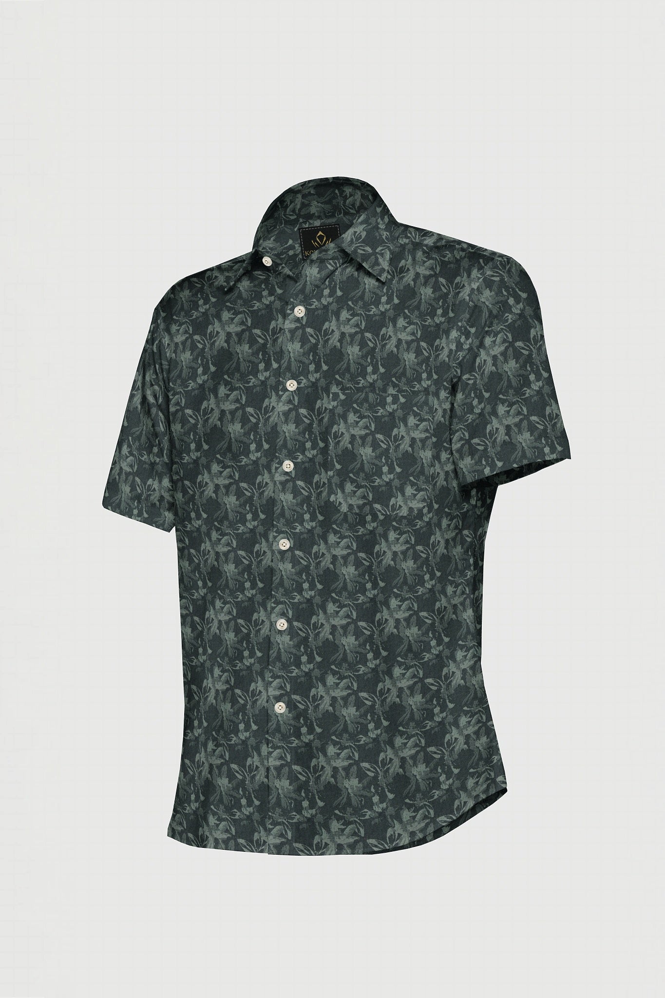 Black with Aganthus Green Crack Willow Leaf Jacquard Premium Cotton Shirt