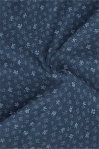 Prussian Blue and White Geranium Flower Jacquard Printed Premium Cotton Shirt