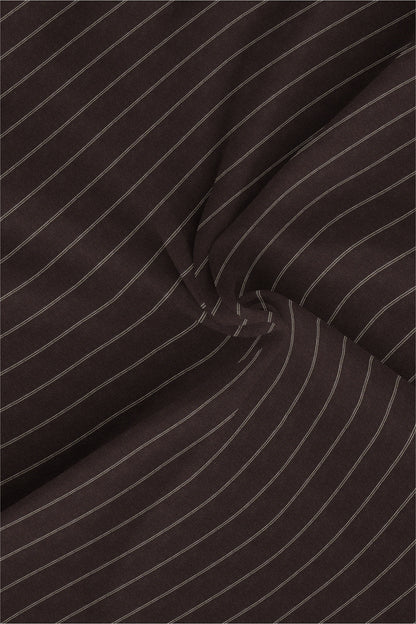 Umber Brown and White Double Pinstripes Luxurious Linen Shirt