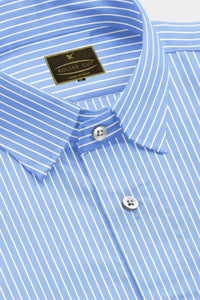 Cornflower Blue and White Pinstripes Premium Cotton Shirt