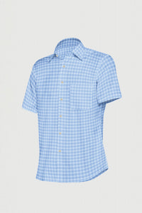 Maya Blue and White Windowpane Checks Linen Shirt