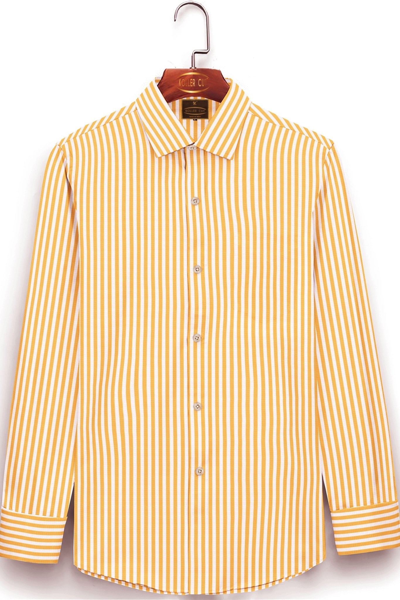 White with Tangelo Orange Candy Stripes Premium Cotton Shirt