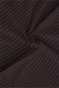 Jet Black and Apple Red Wide Chalk Stripes Premium Cotton Shirt