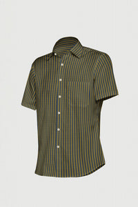 British Khaki and Admiral blue Chalk Stripes Cotton Shirt