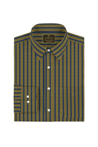 British Khaki and Admiral blue Chalk Stripes Cotton Shirt