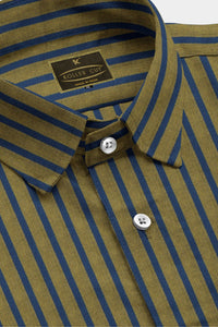 British Khaki and Admiral blue Chalk Stripes Cotton Shirt