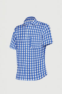 Cerulean Blue with Dazzled Blue and Glaucous Blue Gingham Cotton Shirt