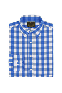 Cerulean Blue with Dazzled Blue and Glaucous Blue Gingham Cotton Shirt
