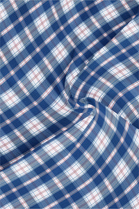 Bayern Blue with White and Red Checks Cotton Shirt