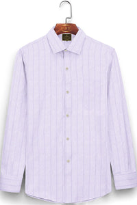 Lavender Purple and White Pinstripes Cotton Shirt