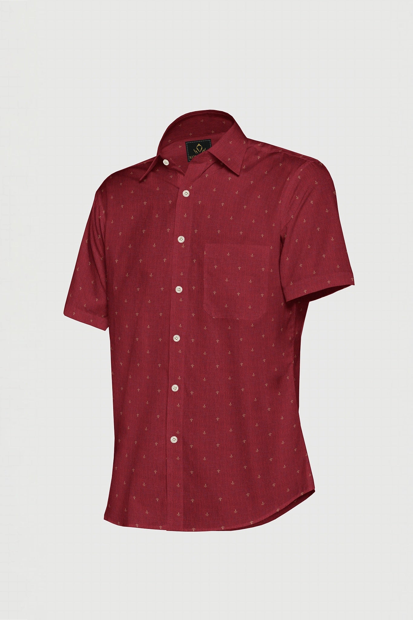 Carmine Red Flower Printed Luxurious Linen Shirt