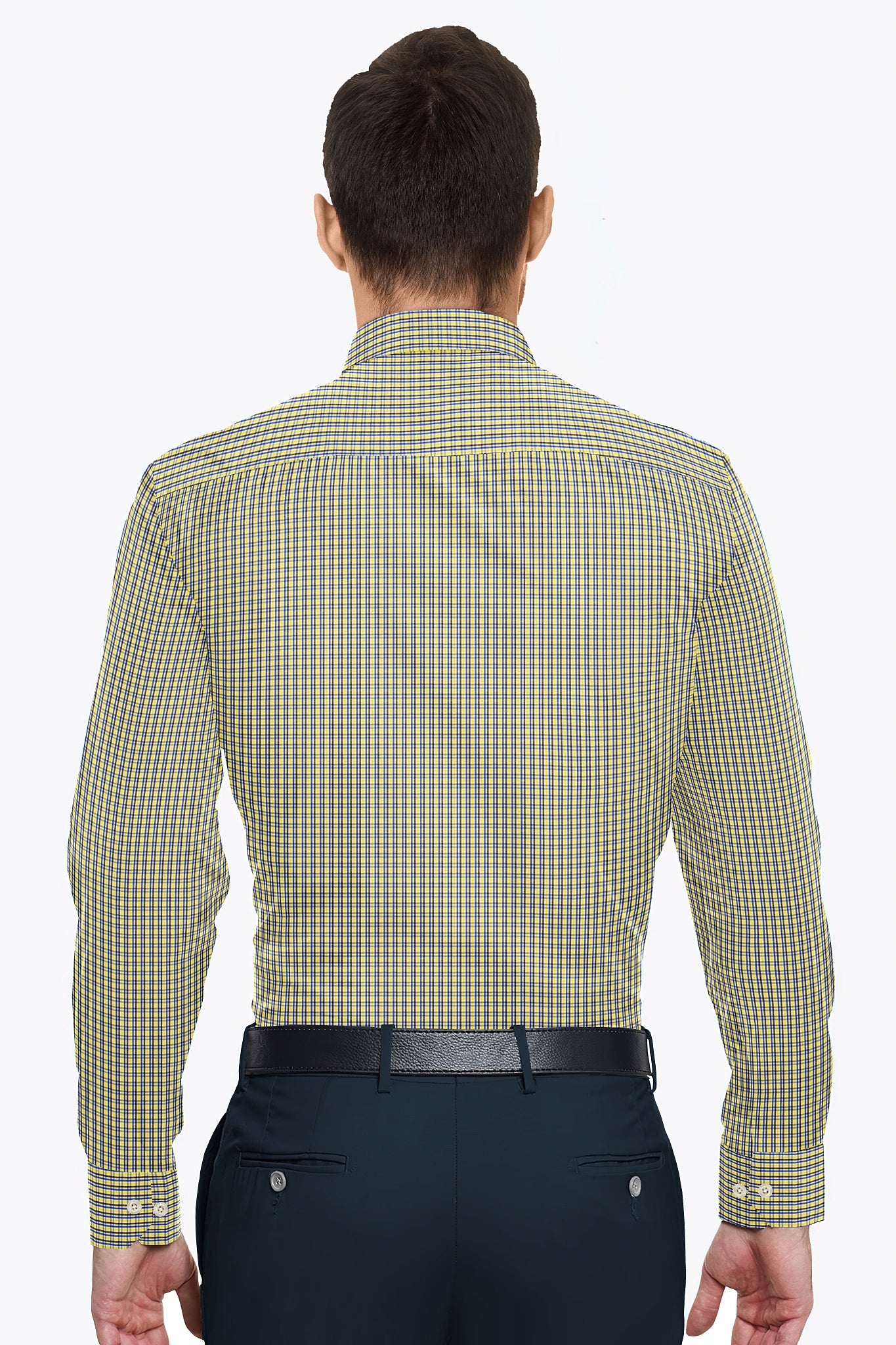 White and Dandelion Yellow and Campanula Blue Checks Cotton Shirt-Plus Size Shirt in India