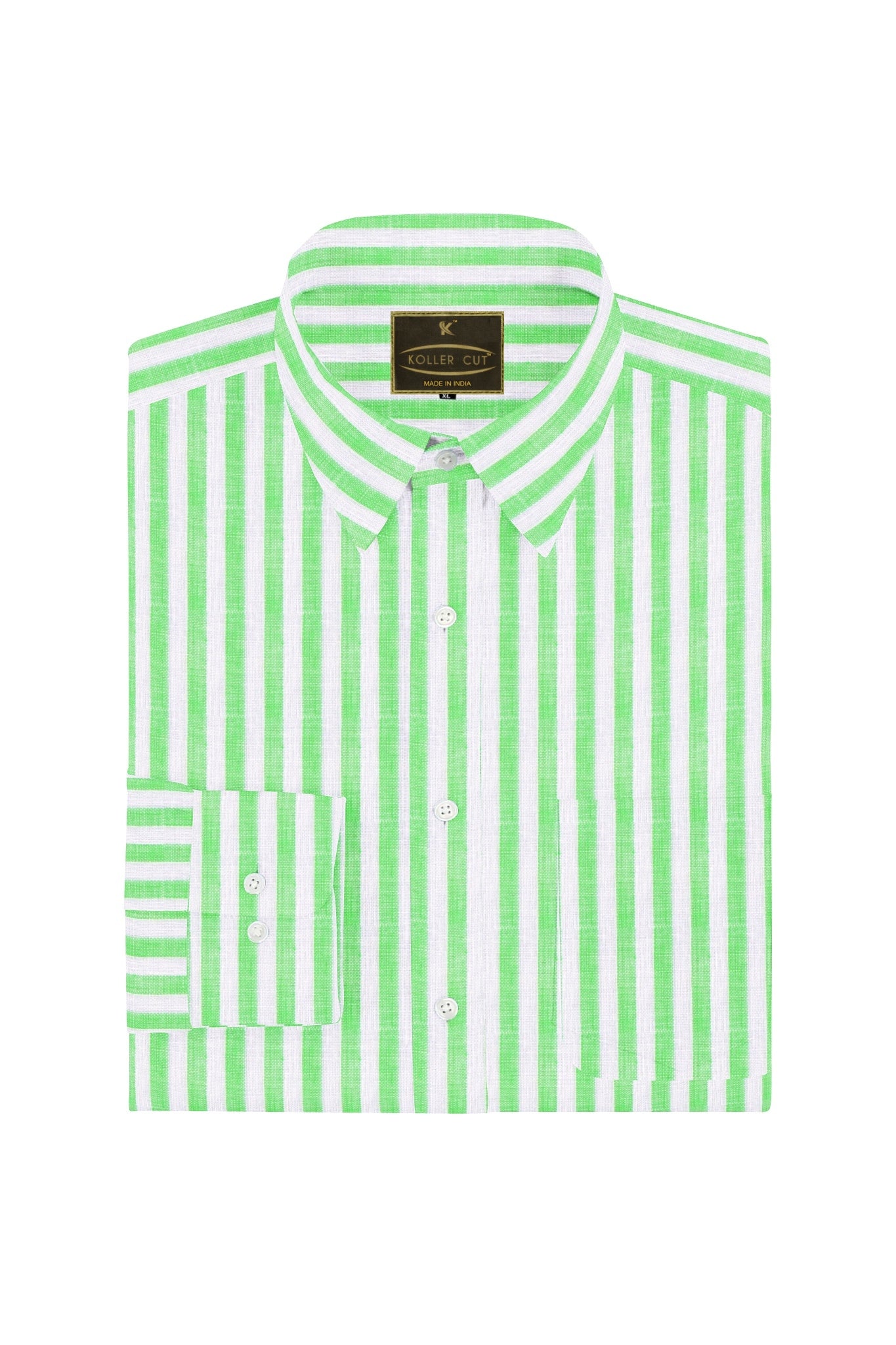 Seafoam Green and White Candy Stripes Pure Linen Shirt